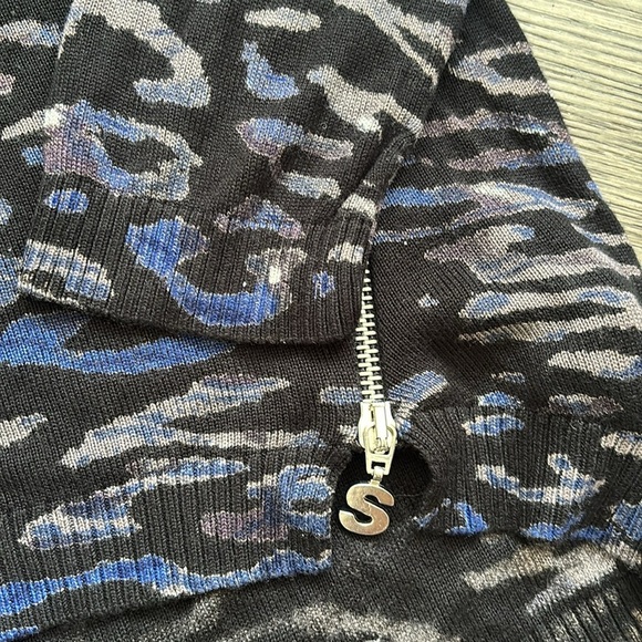 Desigual | Black and Blue Animal Print Patterned Sweater Size Extra Small - Picture 4 of 13